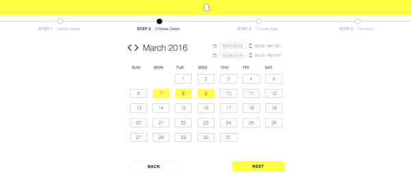 choose date for snapchat geofilter