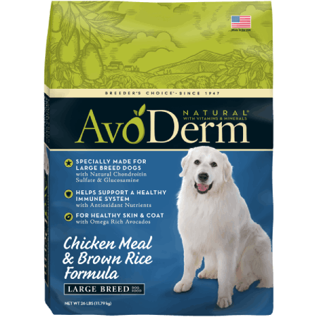 AvoDerm Large Breed Chicken Meal & Brown Rice Formula (26 lb size)