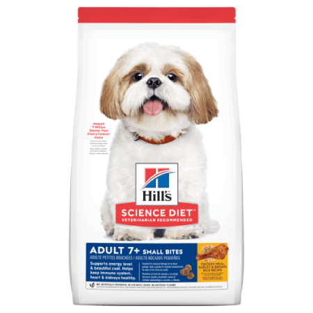 Hill’s Science Diet Adult 7+ Small Bites Chicken Meal, Barley & Brown Rice Recipe Dog Food (5 lb size)