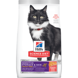 Hill’s Science Diet Adult Sensitive Stomach & Skin Grain Free Cat Food (7 lb size)