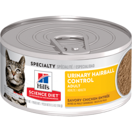 Hill’s Science Diet Adult Urinary Hairball Control Savory Chicken Entrée Cat Food (7 oz size)